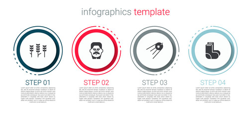 Set Wheat, Joseph Stalin, Satellite and Valenki. Business infographic template. Vector.