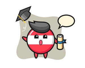 Obraz premium Illustration of austria flag badge cartoon throwing the hat at graduation