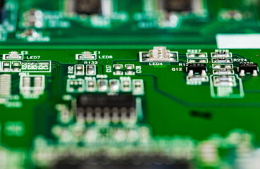 Macro Close up of printed wiring on PC circuit board