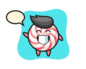 Candy cartoon character doing wave hand gesture