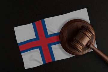 Judges gavel and the flag of Faroe Islands. Law and Justice. Constitutional law