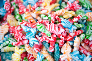 Top view of colorful candies, full frame shoot