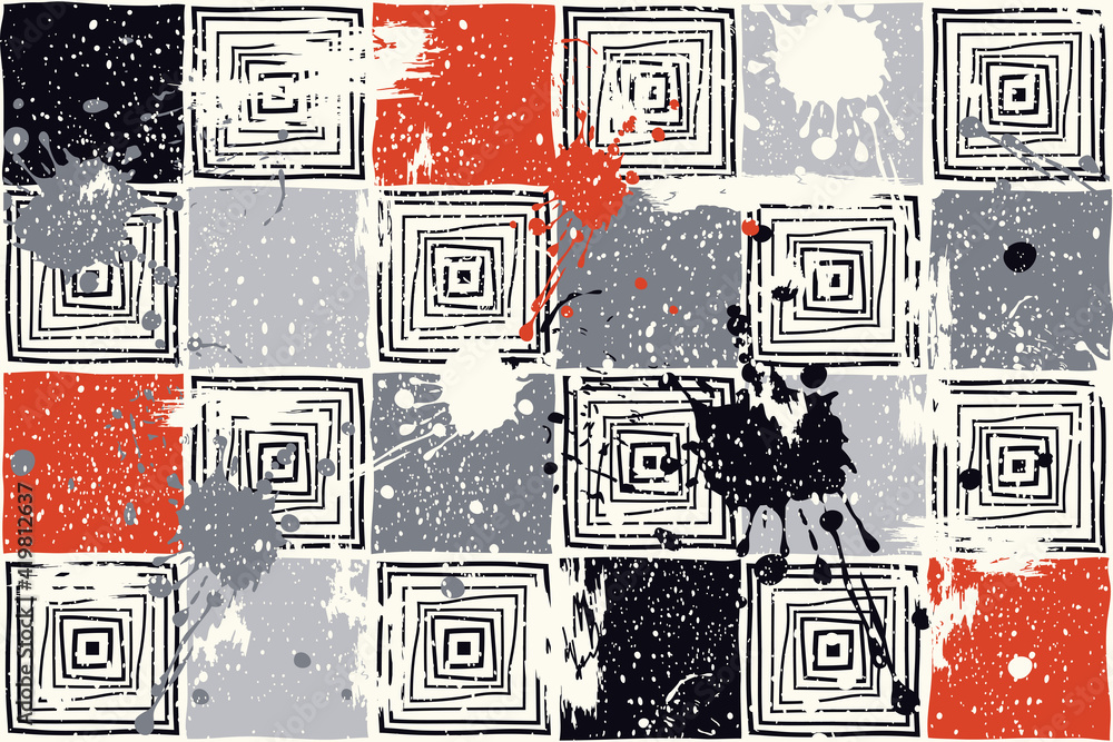 Poster seamless mosaic pattern with blots and an effect of attrition in retro colors. cubism style. vector 