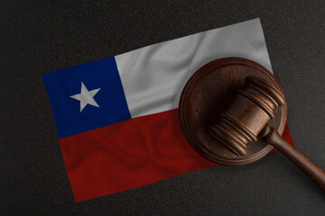 Judges gavel and the flag of Chile. Law and Justice. Constitutional law