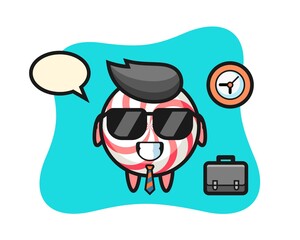 Cartoon mascot of candy as a businessman
