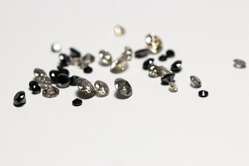 Natural Salt and Pepper Diamonds. Brilliant Cut Gemstones. Faceted. Precious stones
