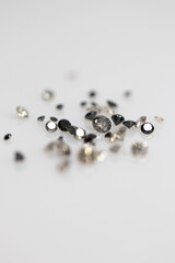 Natural Salt and Pepper Diamonds. Brilliant Cut Gemstones. Faceted