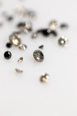 Obraz na płótnie Canvas Natural Salt and Pepper Diamonds. Brilliant Cut Gemstones. Faceted