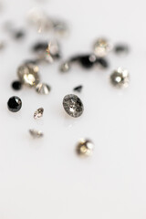 Natural Salt and Pepper Diamonds. Brilliant Cut Gemstones. Faceted