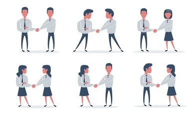 Businessmen Shaking Hands . Vector flat design illustration.