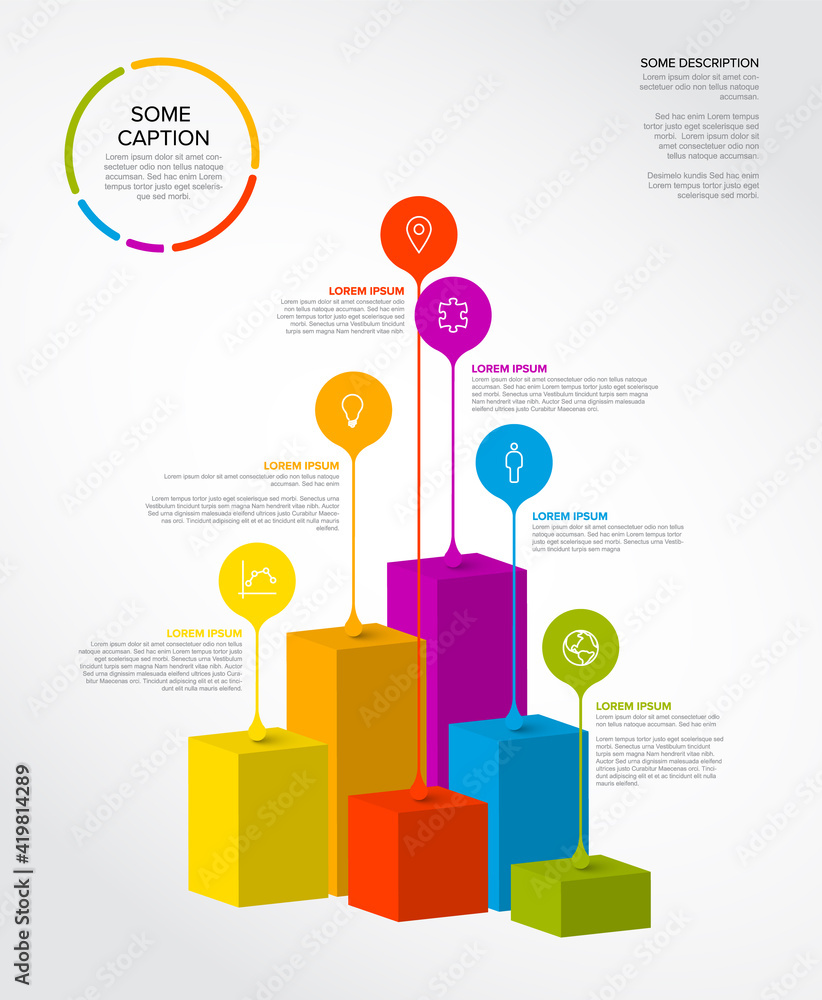 Poster vector multipurpose infographic template with droplets and columns