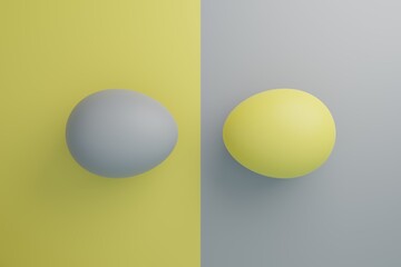 Yellow and grey eggs Easter holiday concept illustration in trendy colors