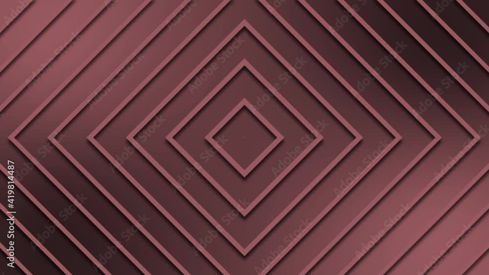 Poster abstract tunnel movement of square graphic elements - lines of the shape and background in pink colo