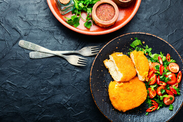 Traditional Kiev cutlet on plate