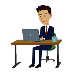 ノートパソコンで仕事をするビジネスマン