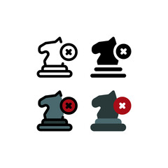 Knight Horse Deleted in Chess Game and Strategy Outline Icon, Logo, and illustration