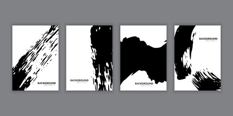 Vector set of black brush stroke background. Cover design template  for book, flyer and banner.
