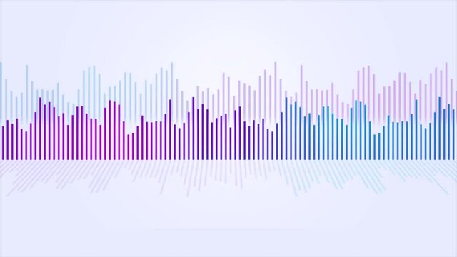 Audio waveform equalizer on light background loop animation. Music or sound levels. abstract motion live wallpaper. gradient spectrum bar graph. Glowing And Pulsing looped stock 4k footage