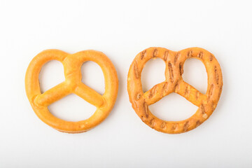 Pretzel snacks on a white background