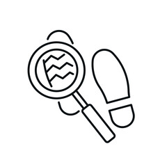 Police detective linear icon. Law enforcement. Traces with a magnifying glass, protection equipment. Thin line contour symbols. Isolated vector outline illustrations. Editable stroke
