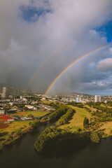 Fototapeta na wymiar Rainbow in the sky, Honolulu, Oahu, Hawaii | Nature Landscape Travel