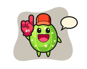Cactus illustration cartoon with number 1 fans glove