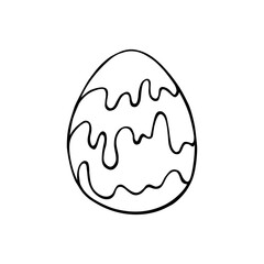 Vector black outline easter egg. Holiday illustration in hand drawn doodle style for gift card certificate banner sticker, stamp, logo, icon label, coloring book page