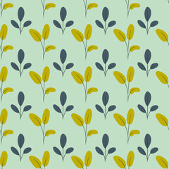Seamless pattern tree, foliage natural branches, green leaves, herbs, tropical plant vector fresh beauty rustic eco friendly background