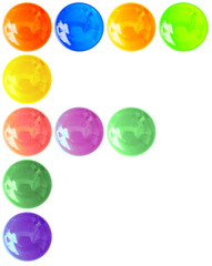 Lettre f, police d’écriture boutons bonbons, fond blanc 