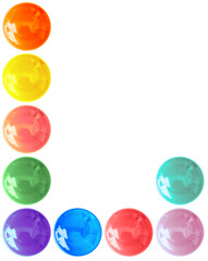 lettre l, police d’écriture boutons bonbons, fond blanc 