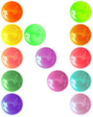 Lettre n, police d’écriture boutons bonbons, fond blanc 