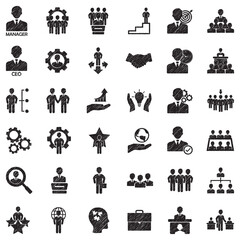 CEO And Manager Icons. Black Scribble Design. Vector Illustration.