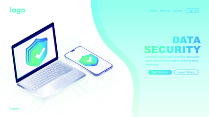 Data protection concept. Data security protection. Isometric flat vector concept illustration.
Security and antivirus protection. Data center. Isometric vector illustration.