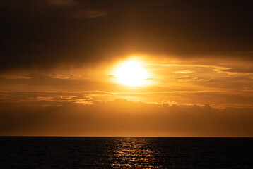 Sunset views in Latvia. Calm and beautiful Baltic sea at sunset