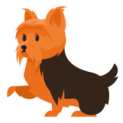 Yorkshire Terrier giving paw. Cute pet in cartoon style.