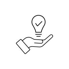 Fototapeta premium Hand and a lamp icon, Propose brilliant idea, Suggest, offer, present new idea,solution, plan