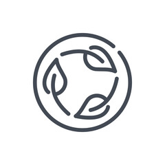 Eco label with three leaves line icon. Ecology vector outline sign.