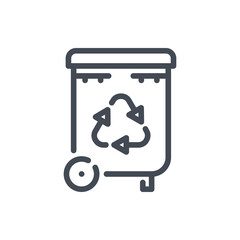 Recycling bin line icon. Wheelie bin vector outline sign.
