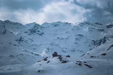 snow covered mountains