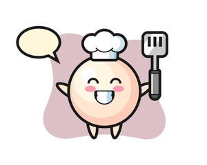 Pearl character cartoon as a chef is cooking