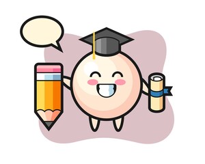 Pearl illustration cartoon is graduation with a giant pencil