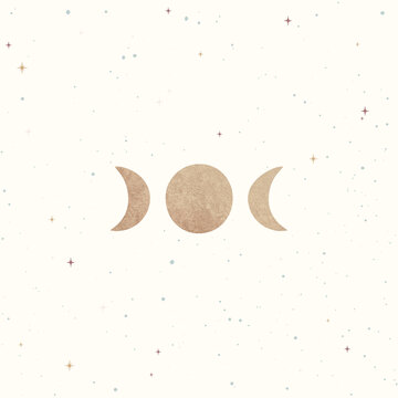 Light background galaxy sky stars cosmos universe with golden moons moonphases
