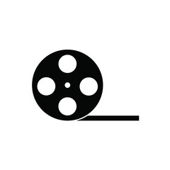 Film roll icon or video camera tape reel flat sign symbols logo illustration
