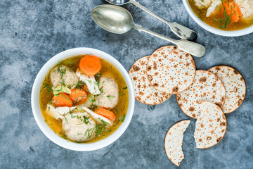 Chicken and matzo ball soup
