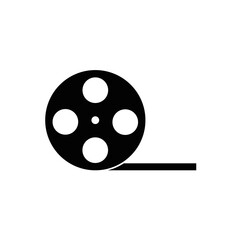 Film roll icon or video camera tape reel flat sign symbols logo illustration