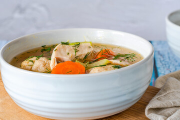 Chicken and matzo ball soup