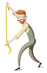 Bearded tailor holding tape measure - choose your size.