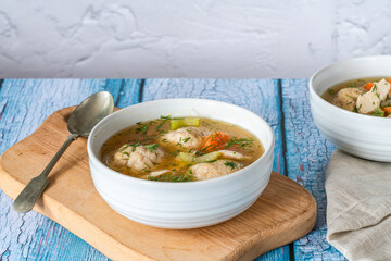 Chicken and matzo ball soup
