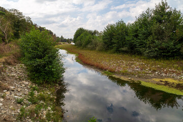 Fototapeta na wymiar the Shakhe River in the Krasnodar Territory of the Sochi District, the village of Golovinka
