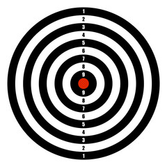 sports target with red center. Black and white board target. Equipment for sports competitions. Vector